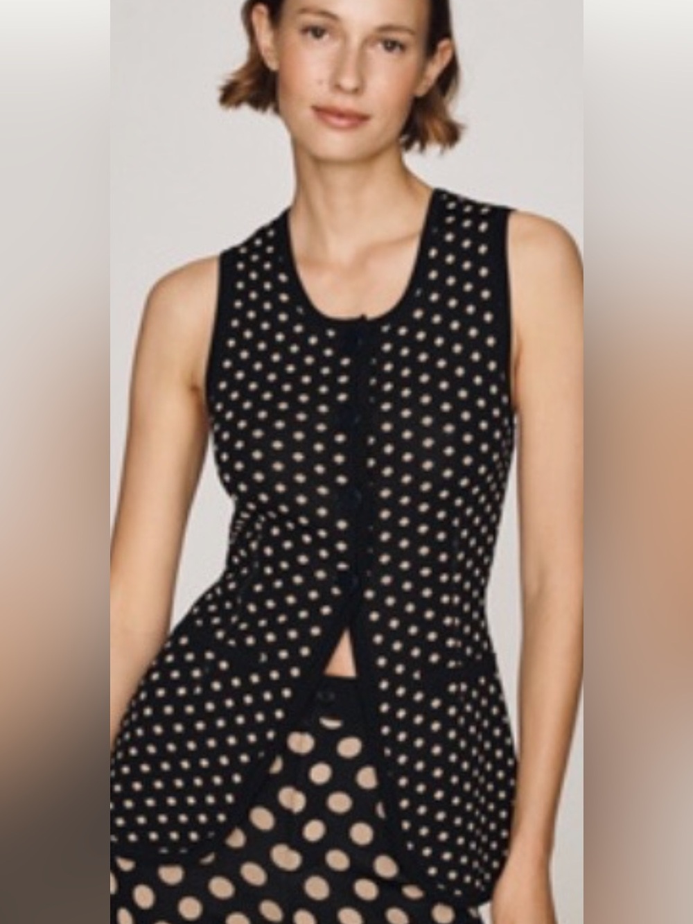 SIMONMILLER Polka Dot Sleeveless knit top- Black & Cream